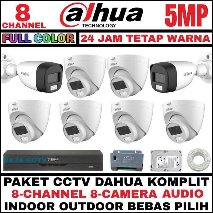 paket cctv dahua 5mp colorvu 8 channel 8 kamera audio series