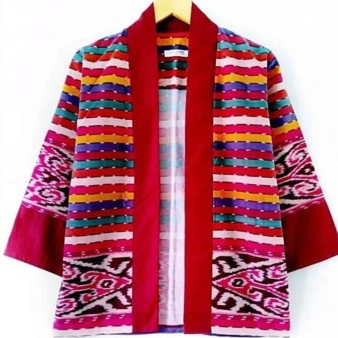 KEKINIAN blazer tenun etnik dayak lolipop / outerwear kimono batik tenun modern KEKINIAN
