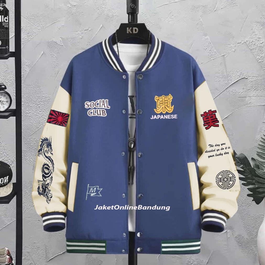 Original Jaket Baseball Varsity - Jaket Varsity Baseball Pria Wanita Kamikaze Jepang Fullprint