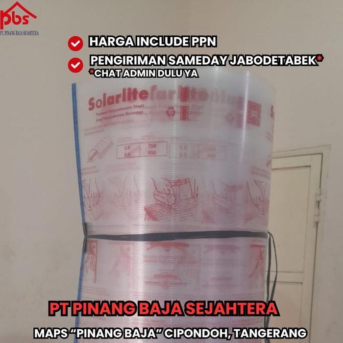 SOLARLITE 5MM /ATAP FIBER KANOPI POLYCARBONATE POLIKARBONAT CLEAR BENING GREY ABU PUTIH OPAL BRONZE 