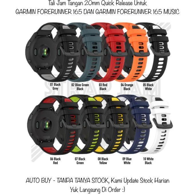 TTC 20mm Tali Jam Garmin Forerunner 165 Music - Strap Olahraga Silikon