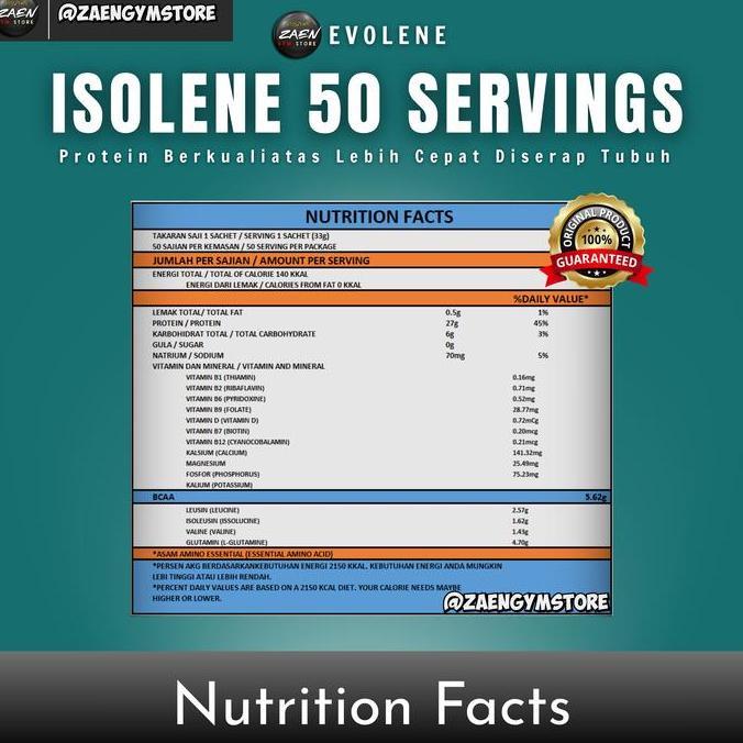 Evolene Isolene Whey Protein Isolate 50 Servings