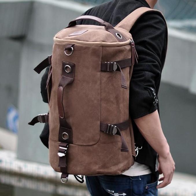 NEW TAS RANSEL KANVAS BESAR BARREL | TAS TRAVELING PENDAKI GUNUNG HIKING ORI