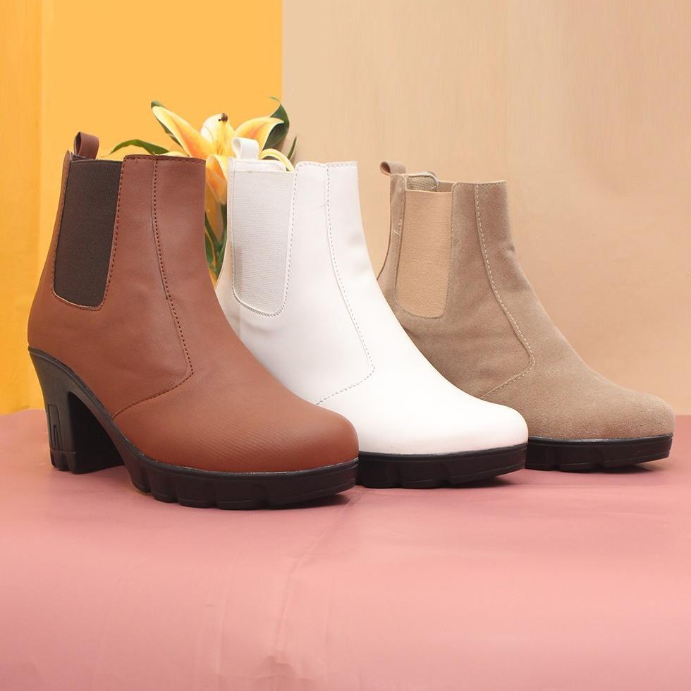 OFFICIAL HERTZ - SEPATU BOOTS WANITA V 3371 HEELS WANITA TRENDI BERKUALITAS WARNA HITAM