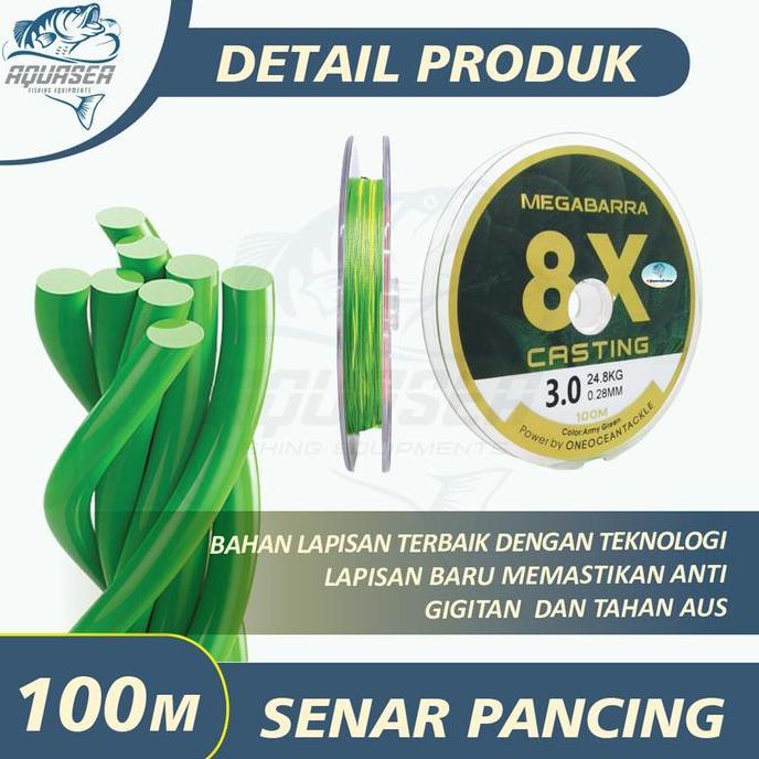 Lansungkirim- Aquasea - Tali Pancing Megabarra 100Meter Pe Nilon 8X 100M 8 Helai Strengthen 45,5Kg A