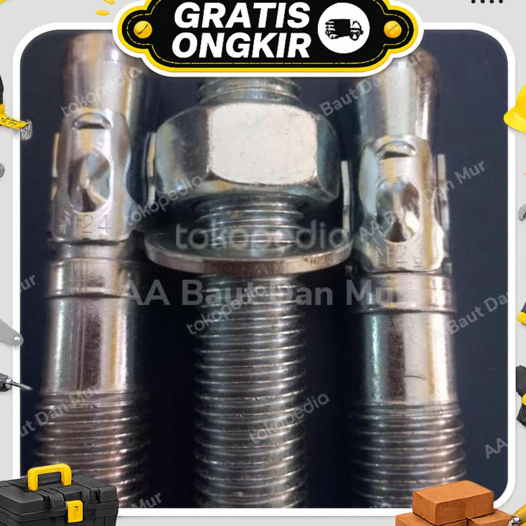 Qty 20 Pcs / Trubolt M16 X 120 / Dynabolt / Wedge Anchor / Galvanis / Zinc Plate