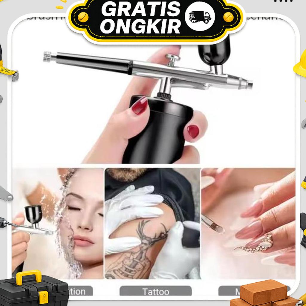 Mini Compresor Airbrush Spray Nano Mist Spray Oxygen Injector Semprotan Cat Air Brush Portable