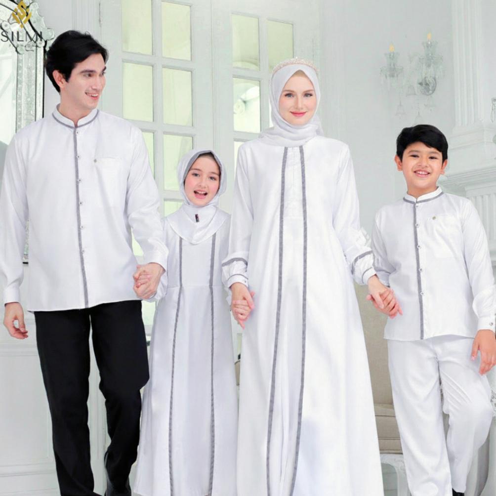 Terbaru Silmi - Gamis Abaya Putih - Gamis Sarimbit Keluarga - Gamis Putih Umroh Madani Family