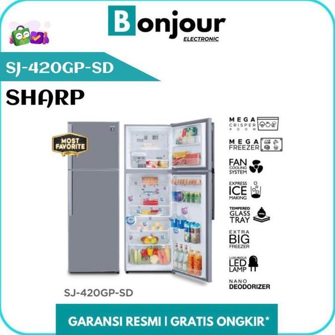 Kulkas Sharp 2 Pintu SJ 420GPSD 338 liter Kulkas Sharp SJ420GPSD 338L