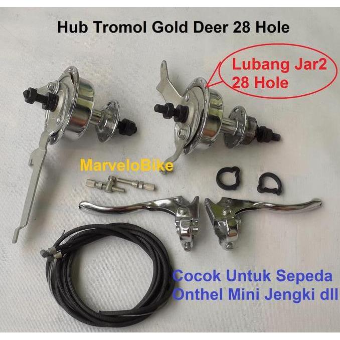 Hub Tromol Sepeda Onthel Mini Jengki Gold Deer 28 Hole