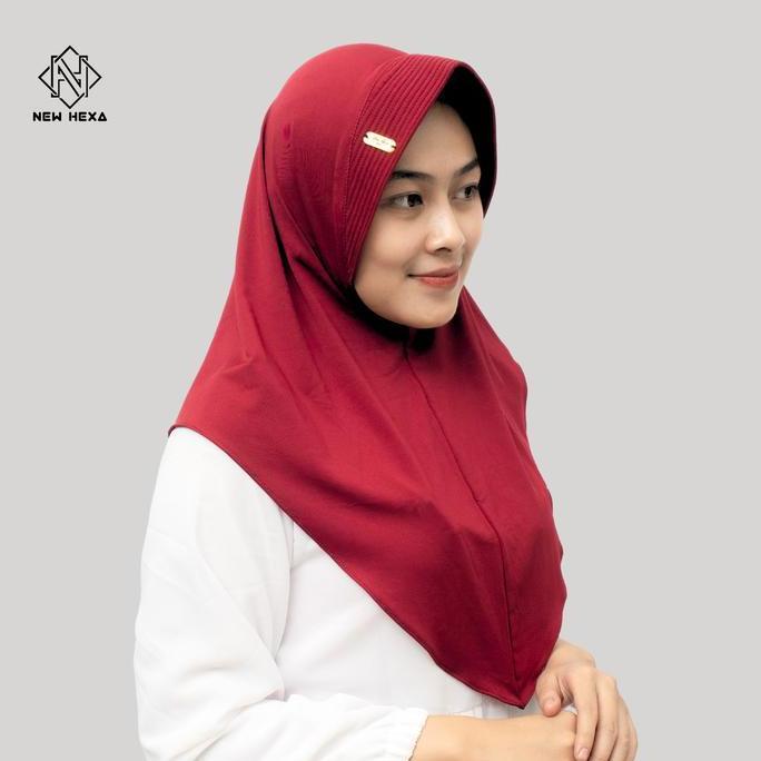 New Hexa Hijab Bergo Sport Instan Pendek Jilbab Olahraga Krudung Polos Size S-M-L-XL Muslim Variasi 