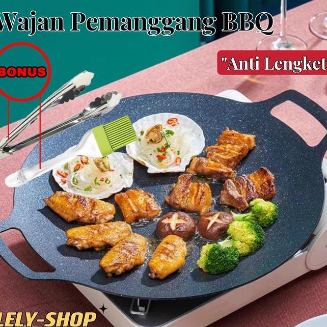 Wajan Konduksi Panggangang Grill Pan Korea Datar Anti Lengketalat Pemanggang Tempat Pemanggang Bulat