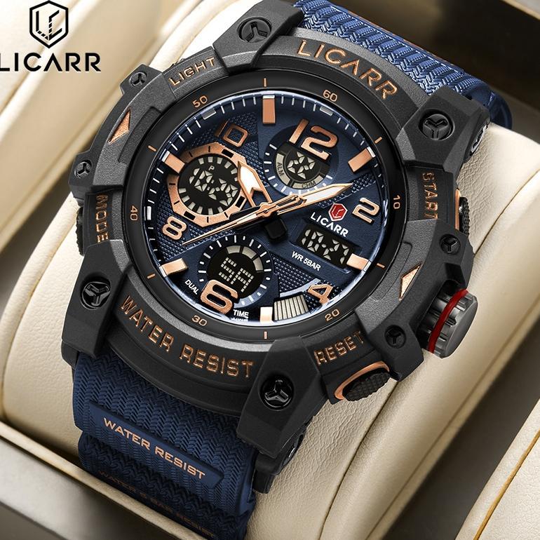 Original Licarr Jam Tangan Pria Anti Air Olahraga Analog Digital Santai Kuarsa Multifungsi Keren Jam