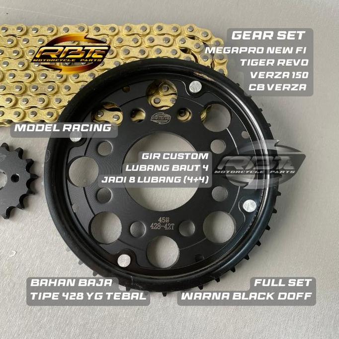 NEW GEAR GIR SET PAKET MEGAPRO NEW FI MONO TIGER REVO VERZA 150 14T 42T 428H ORI