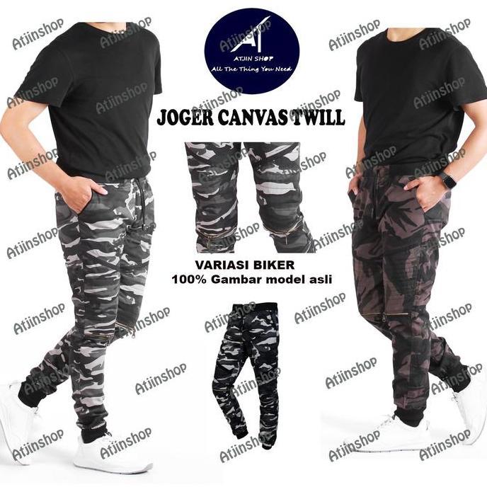 DS365 - Celana Joger Pria Biker Bahan Canvas Twill Loreng Model Biker Premium