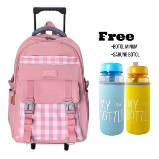 tas troli anak sekolah tk sd smp tas koper anak perempuan tas dorong anak simple free botol