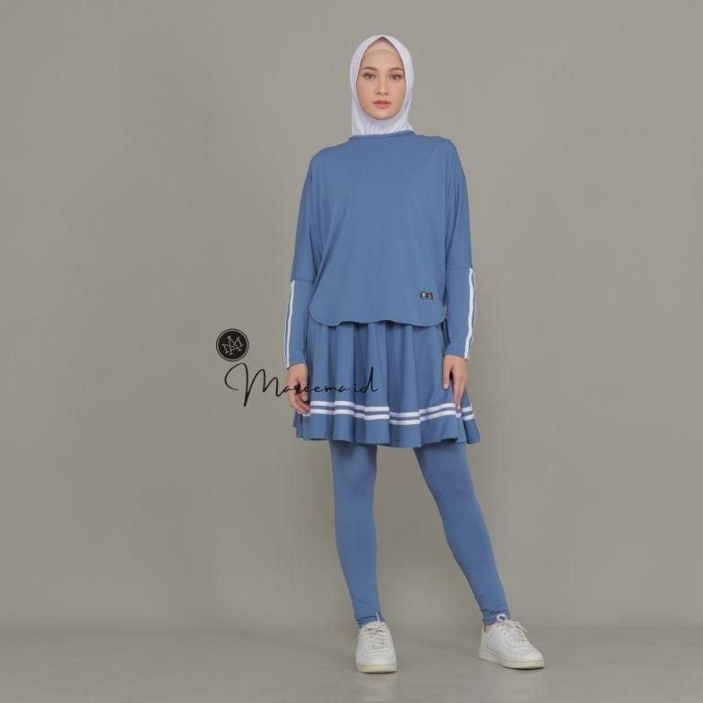 Premium Setelan Baju Olahraga Wanita Muslim Terbaru Leging Rok Skirt Perempuan  Sport Badminton Sena