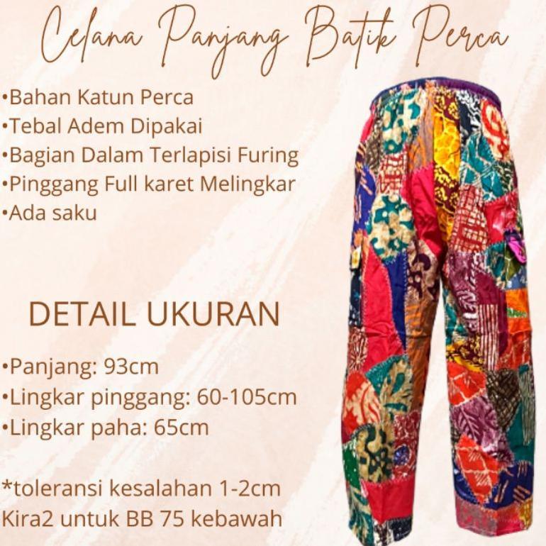 Promo Bulan Ini Celana Panjang Etnik Kain Perca Pria Wanita Saku Samping || Celana Batik Perca Asli 