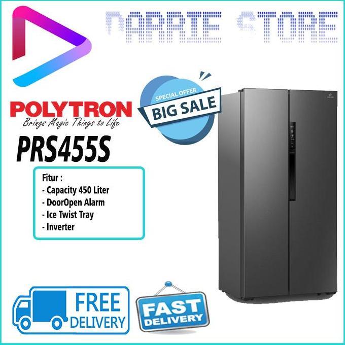 POLYTRON PRS455S KULKAS SIDE BY SIDE POLYTRON INVERTER PRS 455 PRS455