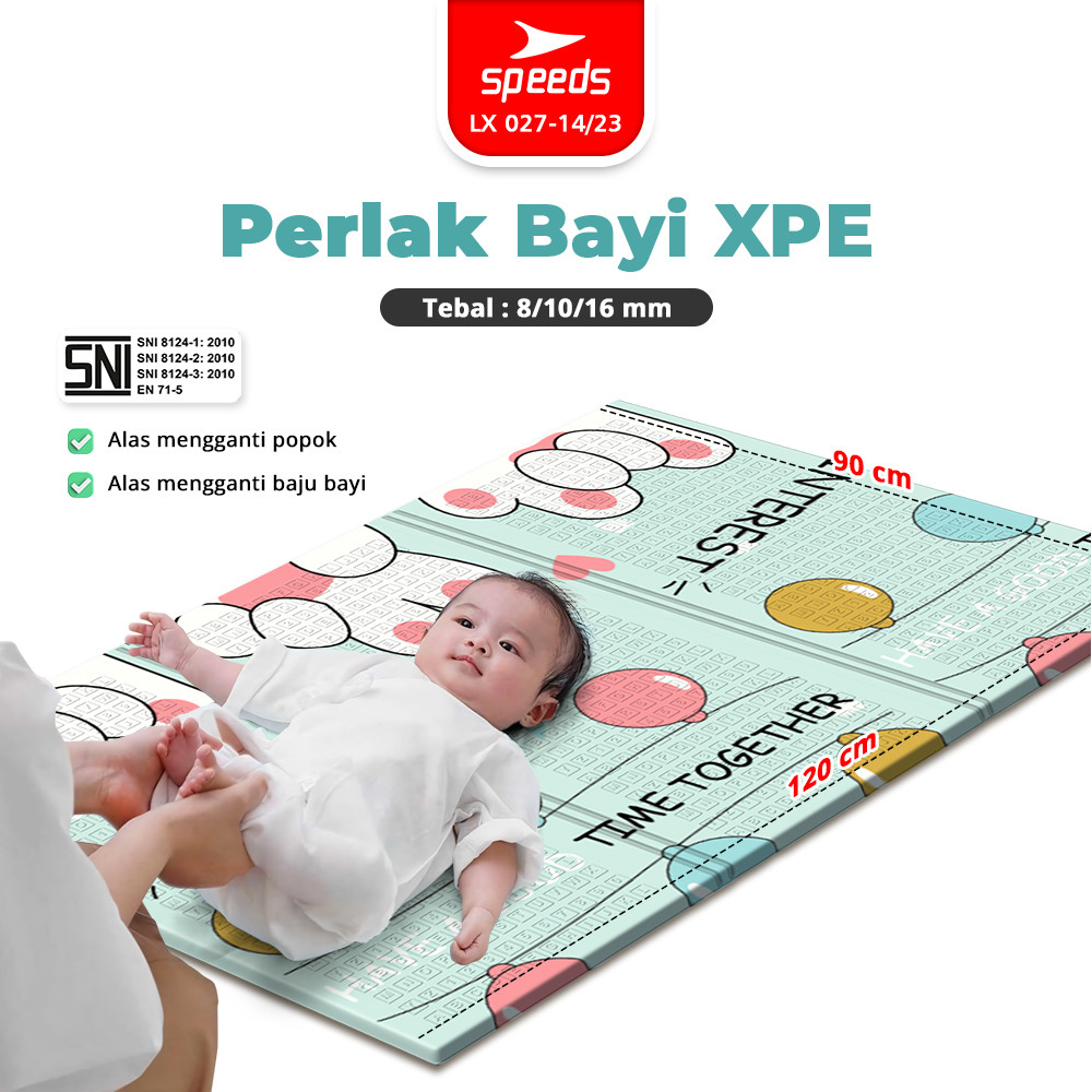 SPEEDS Playmat Perlak Bayi Anak Alas Tidur Tas Playmate Bayi Matras Lipat Playmat Motif Polos Bahan 