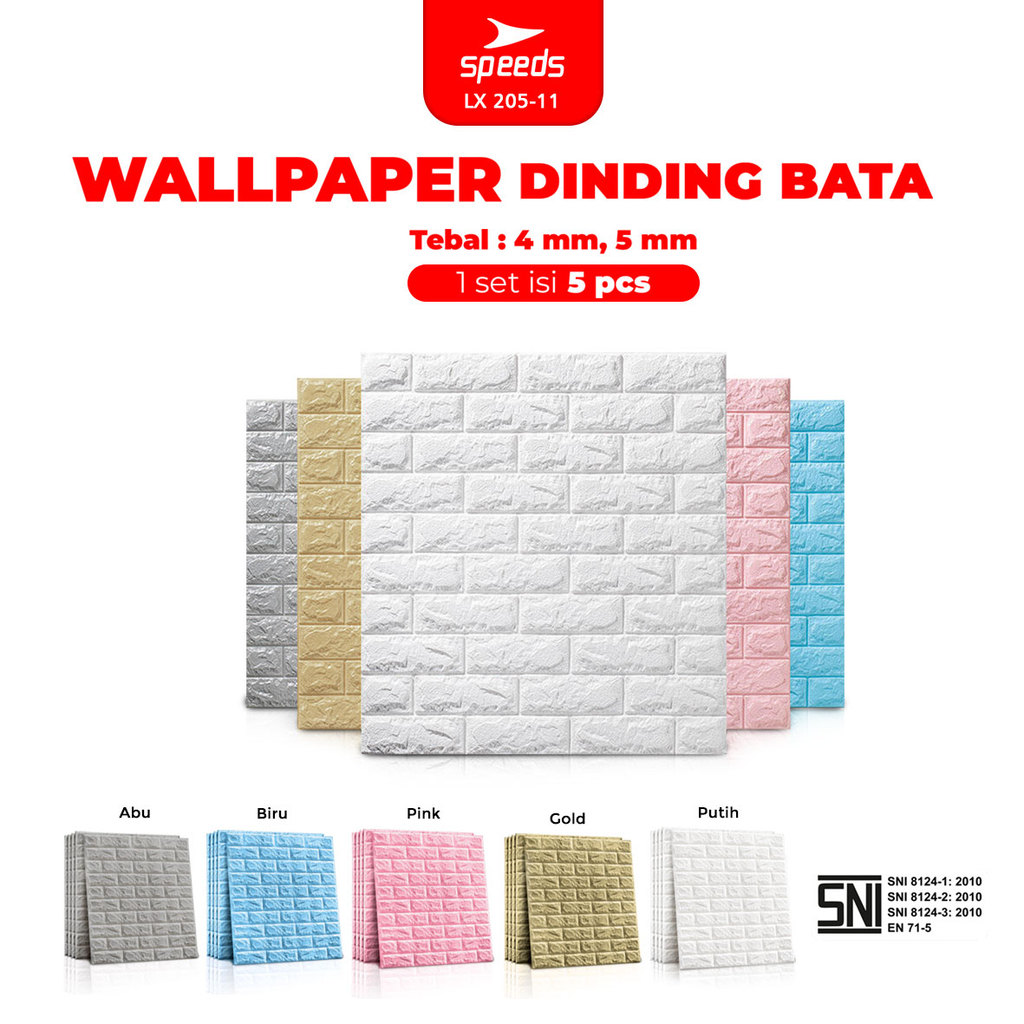 SPEEDS SNI Wallpaper 3D Foam 5mm Motif Batu Bata Wallpaper Dinding Kamar Stiker Dinding Berstandar 2