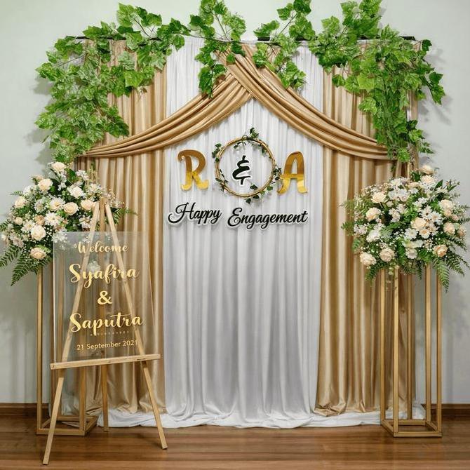 Backdrop Lamaran 2.2x2.2m Dekorasi Tunangan Set Backdrop Engagement SS