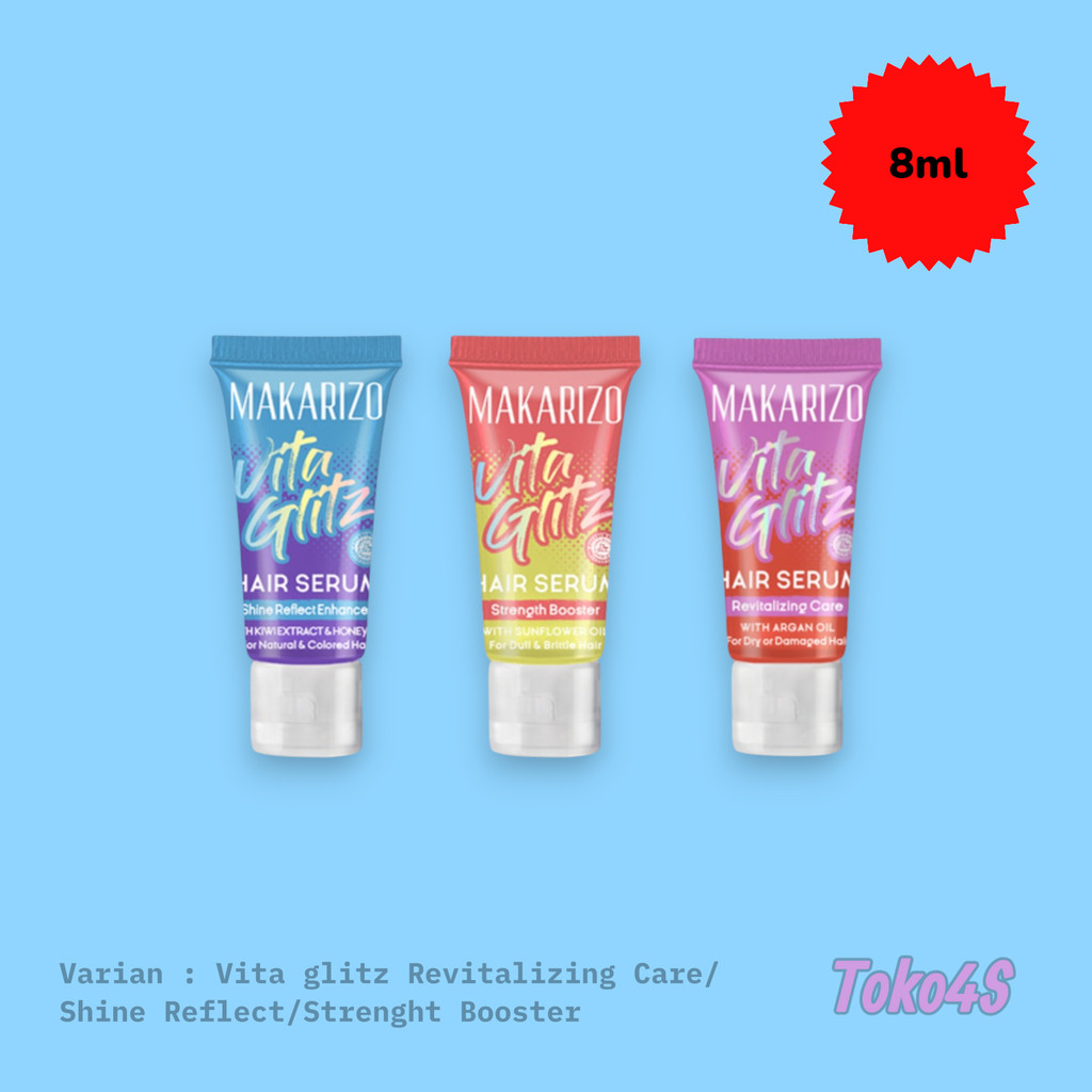 Makarizo Hair Energy Vitaglitz Hair Serum 8ml - Serum Vitamin Rambut Rusak Kering Tube Travel Size -