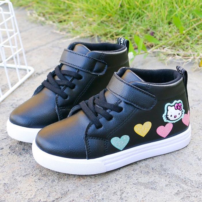 terbaru naima_sepatu anak perempuan model terbaru sepatu anak sekolah sneakers hitam putih tali untu