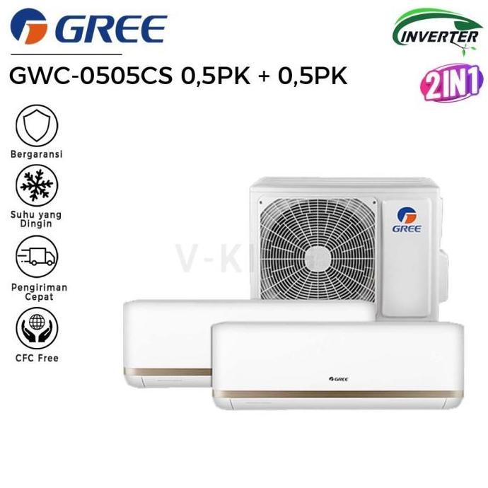 AC 0,5 + 0,75PK GREE GWC-0507CS Combo 2 in 1 AC Split Inverter Air Con
