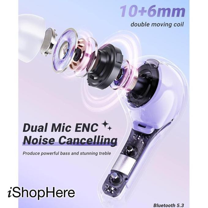 Acefast TWS T8 Earbuds Bluetooth 5.3 LED ENC Suara HiFi Touch Control