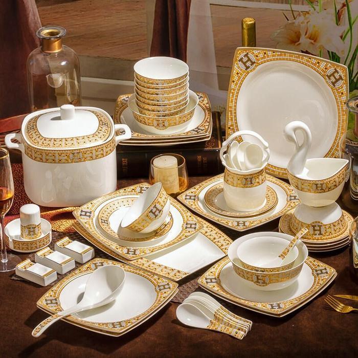 Alat Makan Set Piring Mangkok Brand H / Dining Plate Set 1337