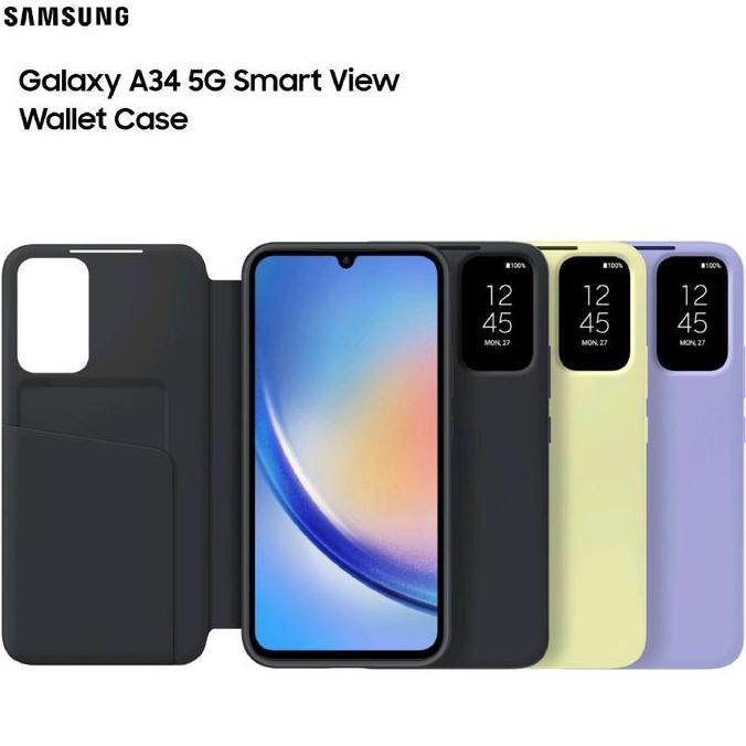 Murah Samsung Galaxy A54 A34 Original Case Smart View Wallet Flip Cover Casing Lipat 100% Asli