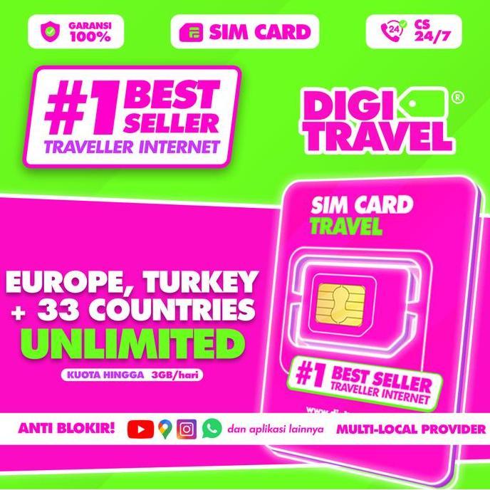 SIM Card Eropa Turki | Simcard Europe Turkey Unlimited Internet | DIGITRAVEL Sim Card Europe Eropa T