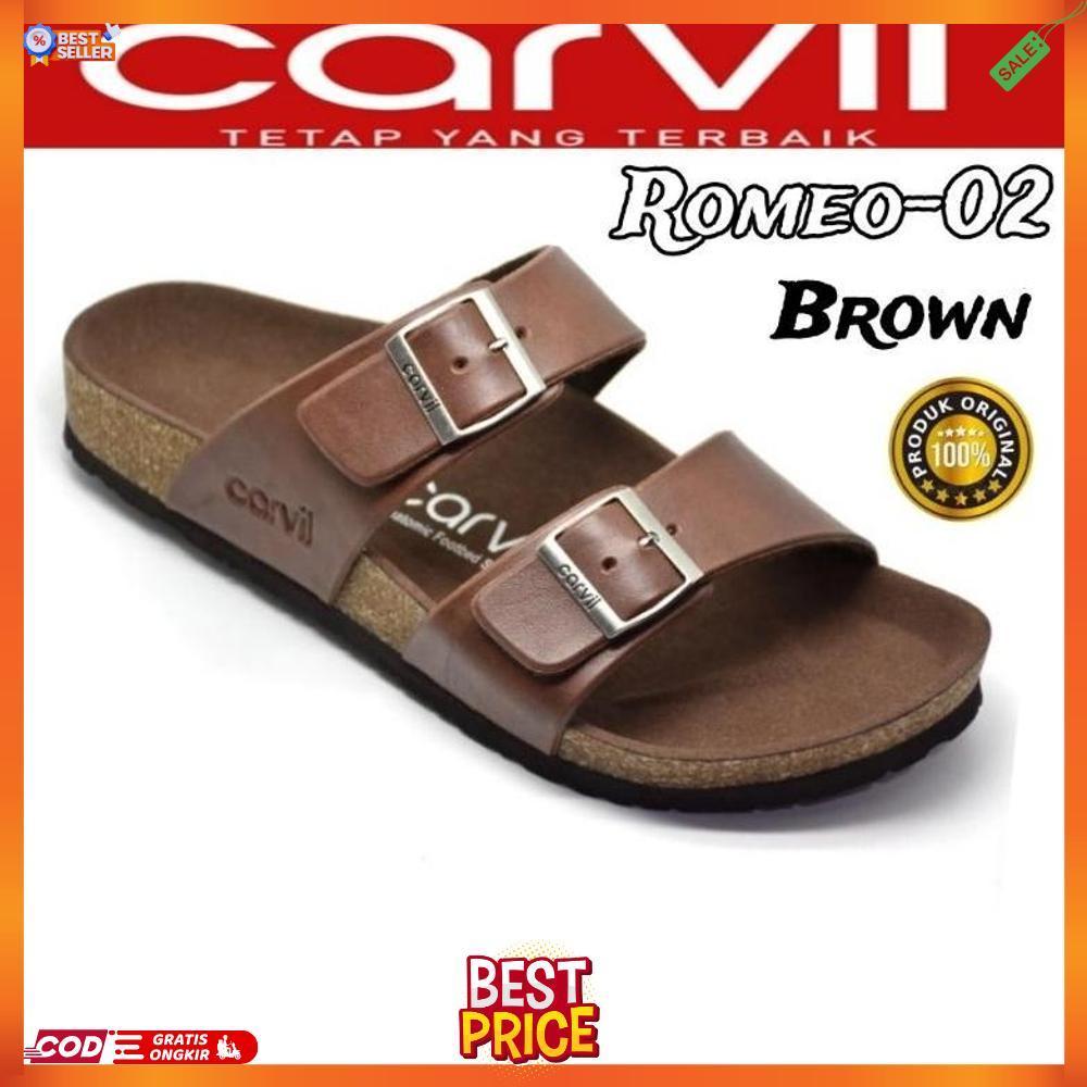 SANDAL CARVIL SELOP PRIA COWOK DEWASA CASUAL HITAM SENDAL FASHION KULIT SINTETIS PREMIUM SIZE 38/44 