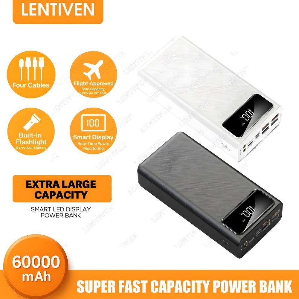 Terbaru Lentiven Powerbank 60000Mah 4 Usb Fast Charging