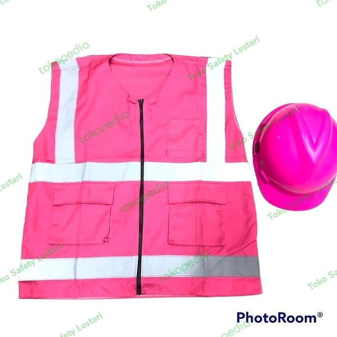 PAKET MURAH HEMAT ROMPI SAFETY DRILL+HELM SAFETY PROYEK WARNA PINK (TERBAIK) (TERBARU) (TERMURAH)
