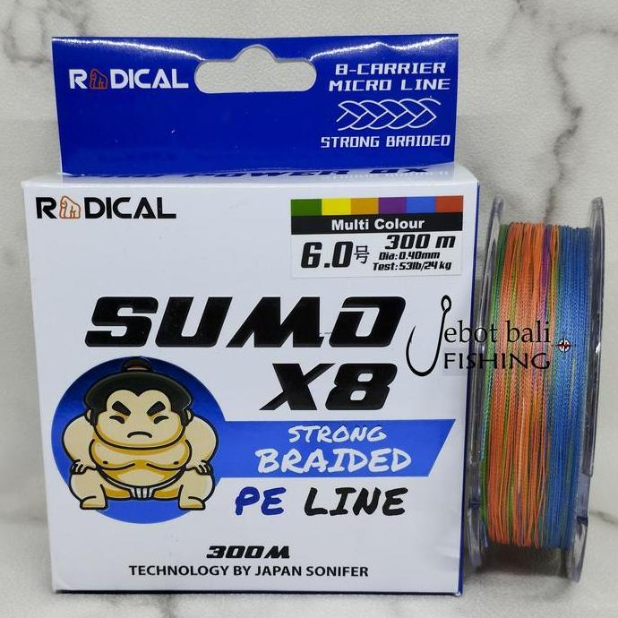 Senar PE Radical Sumo X8 300 Meter Size 2 3 4 5 6 - Tali Pancing 300M (TERBAIK) (TERBARU) (TERMURAH)
