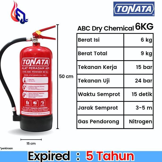 APAR Powder 6 kg TONATA Paket Komplit - Expired 5 Tahun (SNI) + Free Kartu Ceklis APAR (TERBAIK) (TE