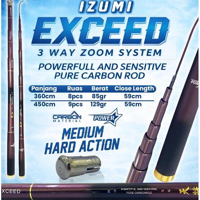 Tegek Izumi Exceed 3 Zoom System Medium Hard Joran Pancing (TERBAIK) (TERBARU) (TERMURAH)