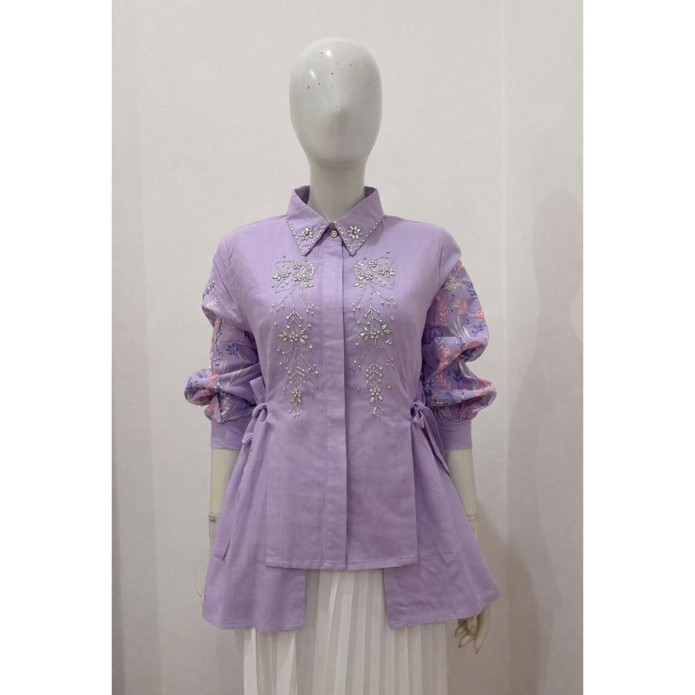 Gratong Lavenka Linen Bordir Atasan Blouse Wanita [ Ld 110 ]