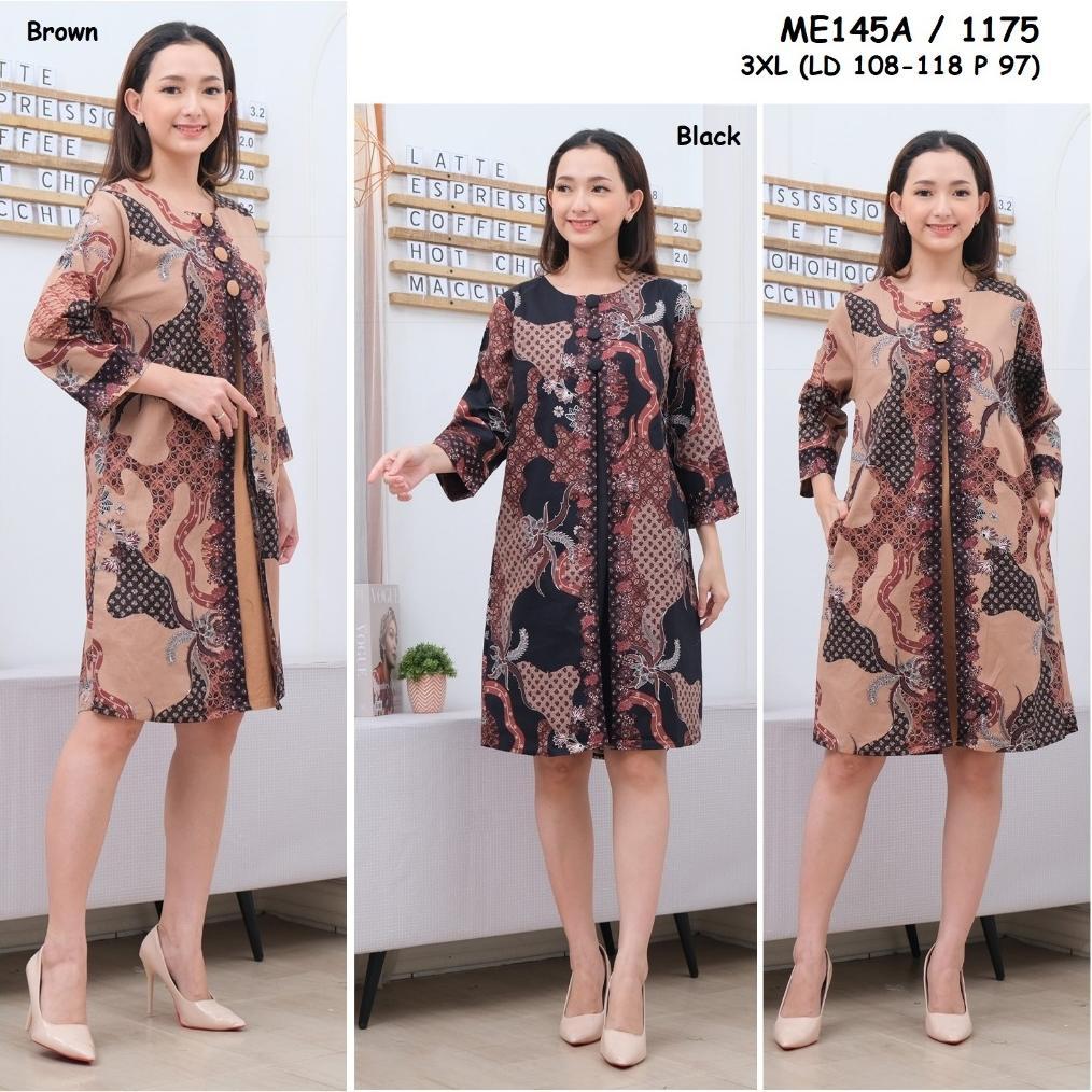 Promo  Dress Batik Wanita Tangan Panjang Reg - Jumbo Me145A