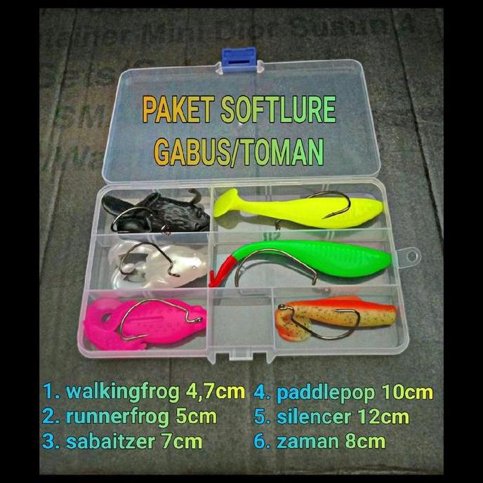 paket softlure umpan gabus/Toman isi 6pcs + hook (TERBAIK) (TERBARU) (TERMURAH)