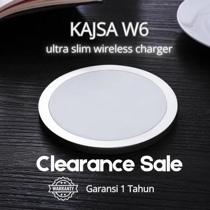 Ultra Slim Wireless Charger Kajsa W6 Fast Charge Hitam / Putih