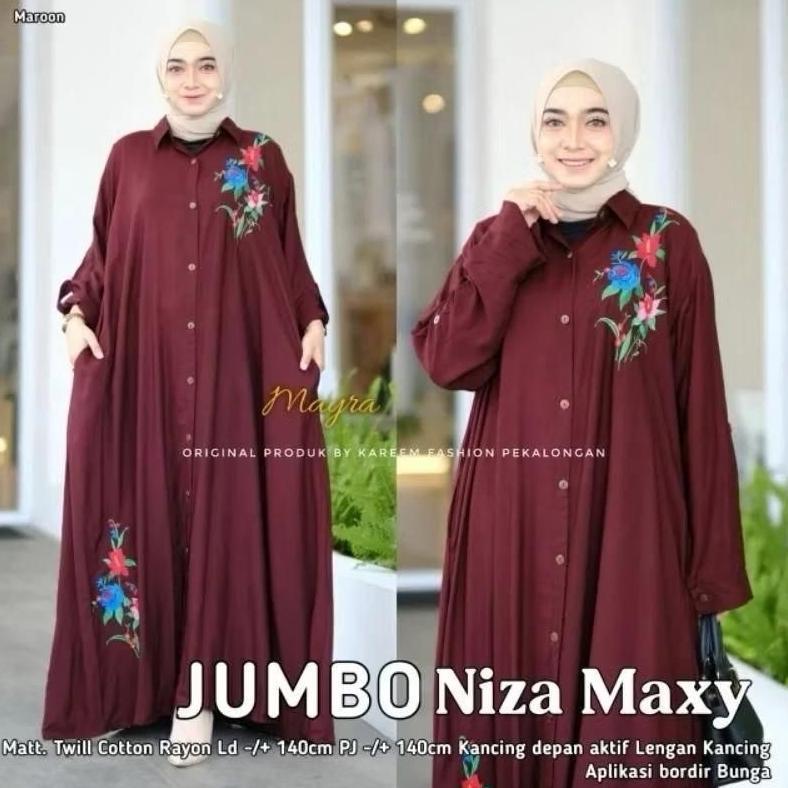 Disc Kareem - Gamis Katun Rayon Bordir Ld 110 Sampai 140Cm  / Gamis Jumbo Rayon Twill