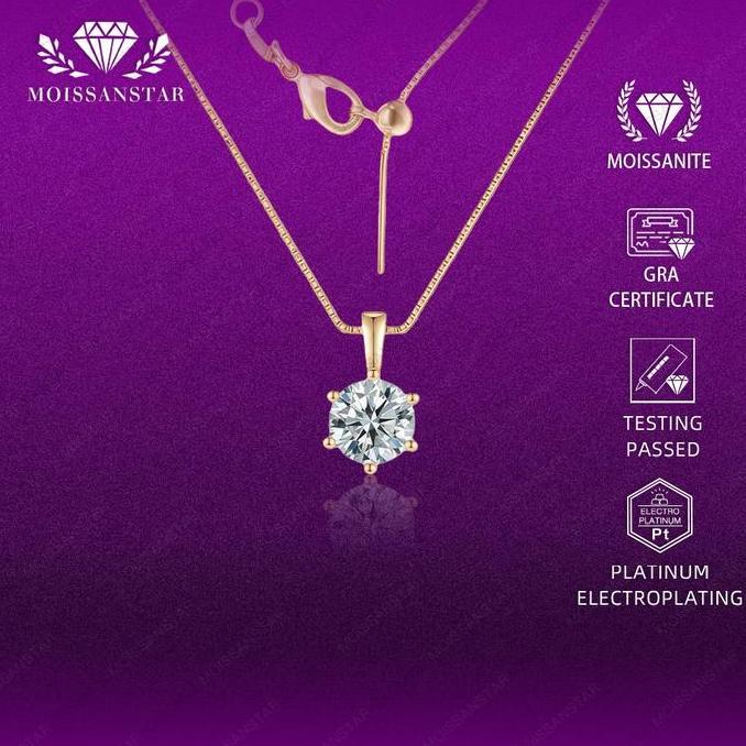 OS4-MN02-CG Kalung Wanita Moissan Star Permata Moissanite 5 Carat Layer Platinum Sertifikat GRA Asli