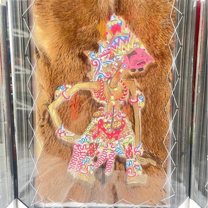 Wayang Kulit Semar Emas 70Cm X 50Cm Hiasan Dinding Bingkai  Kayu  Dipasang Di Dinding Modern Hadiah 