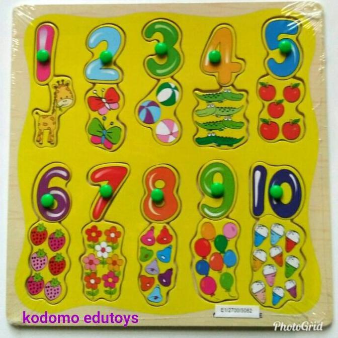 Puzzle Kayu Angka 1 - 10, Mainan Kayu Edukatif Anak TK PAUD