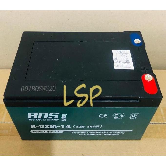 Aki Sepeda Listrik BOS 6-DZF-12 / 6-DZF-14 6-DZM-14 (12V 12 / 14Ah)