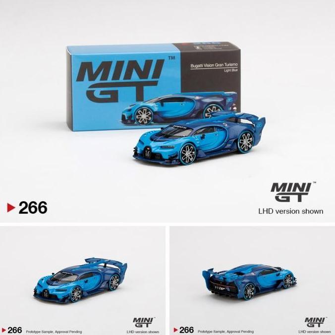 1/64 MiniGT 266 MGT Bugatti Vision Gran Turismo Light Blue Diecast