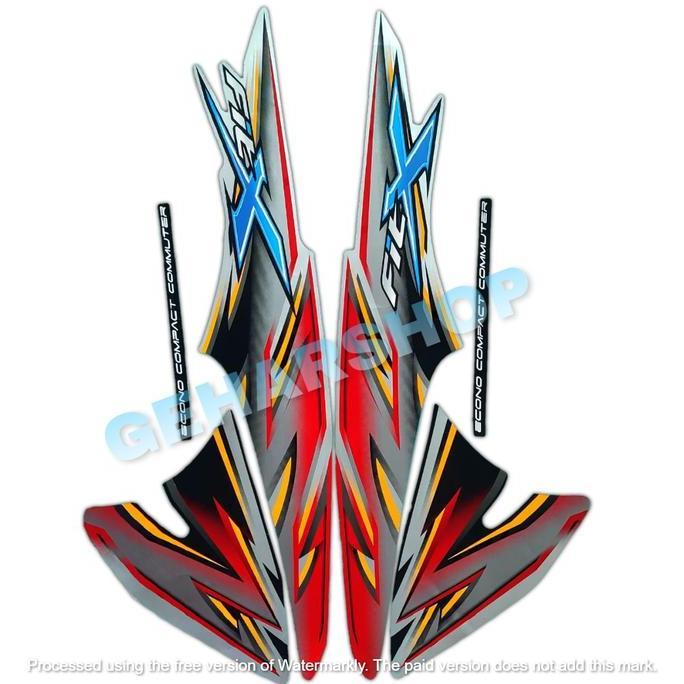 striping motor Honda supra fit x 2008 silver-merah